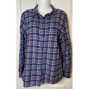 Woolrich Pemberton Plaid Flannel Shirt L/S Blue Orange Size L